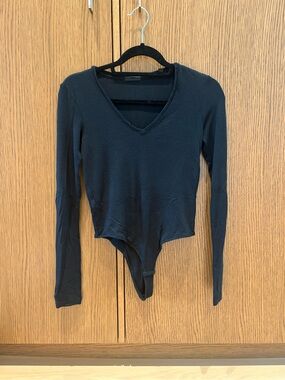 ATM Anthony Thomas Melillo Black V-Neck Long-Sleeve Bodysuit
